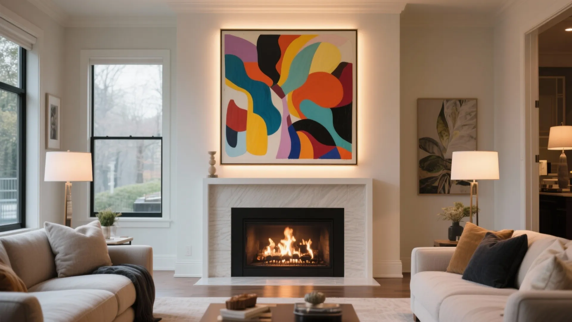 2. Statement Artwork Above the Fireplace