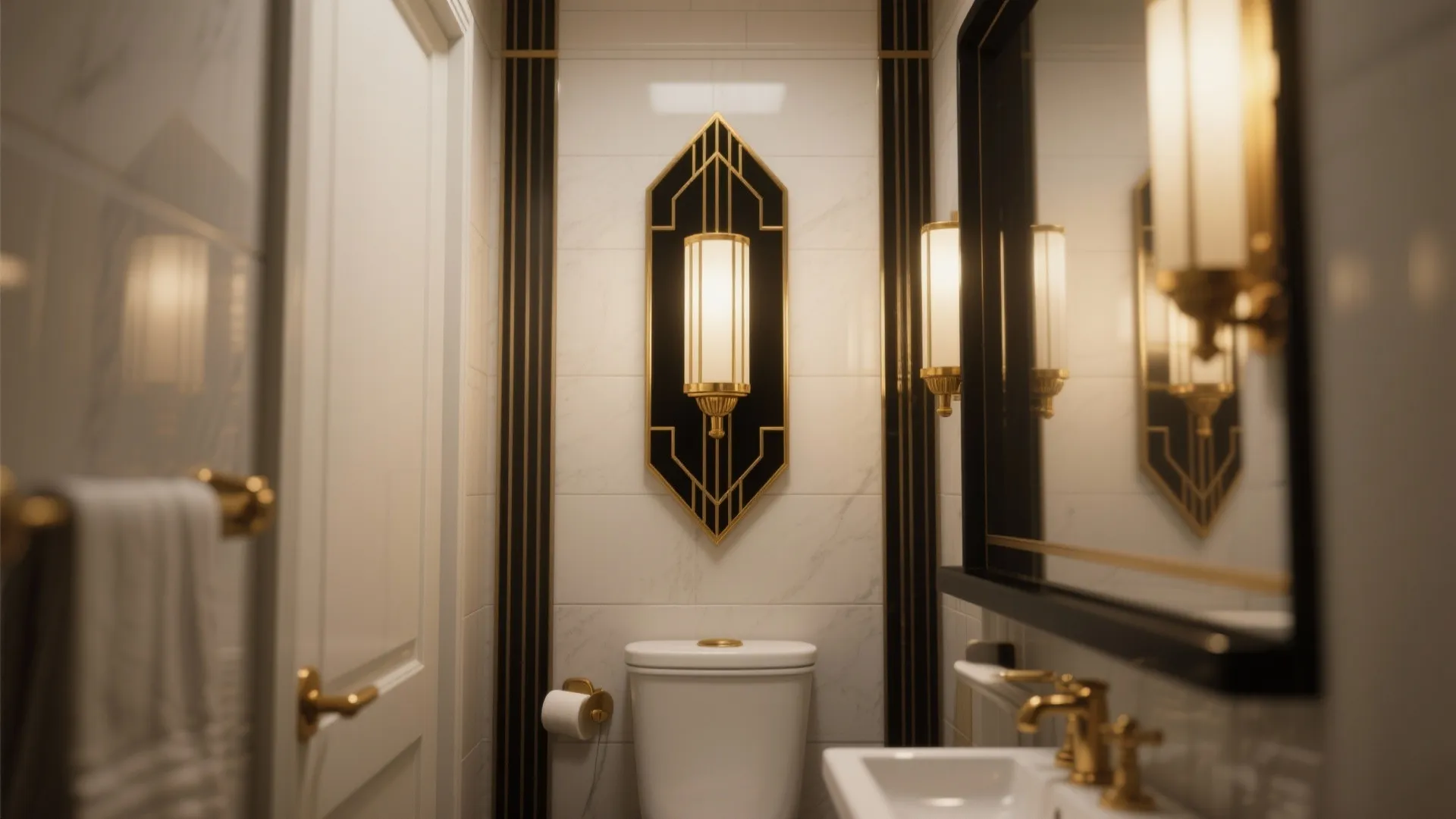 3. Art Deco inspired black-and-gold sconce