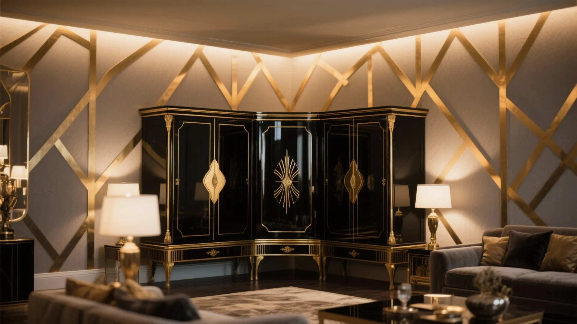 7. Art Deco Style Corner Cabinet