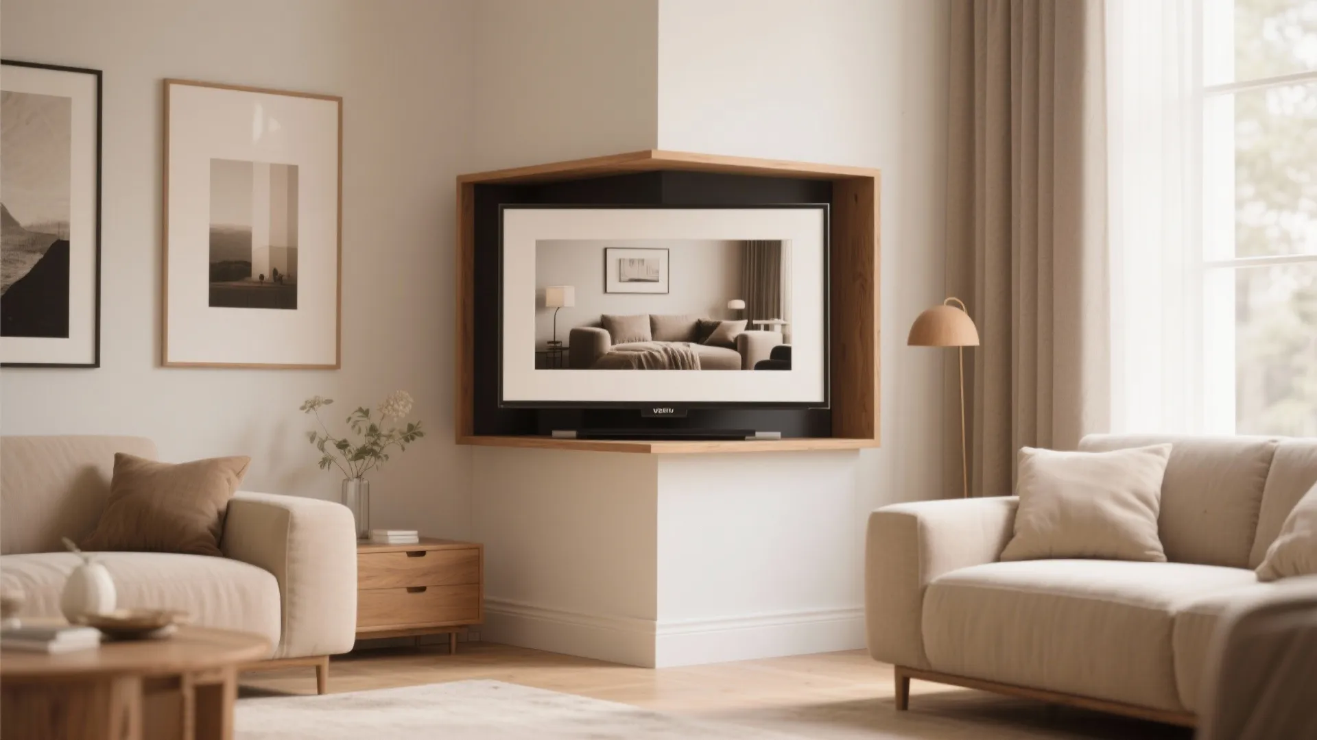 5. Art Frame TV in the Corner