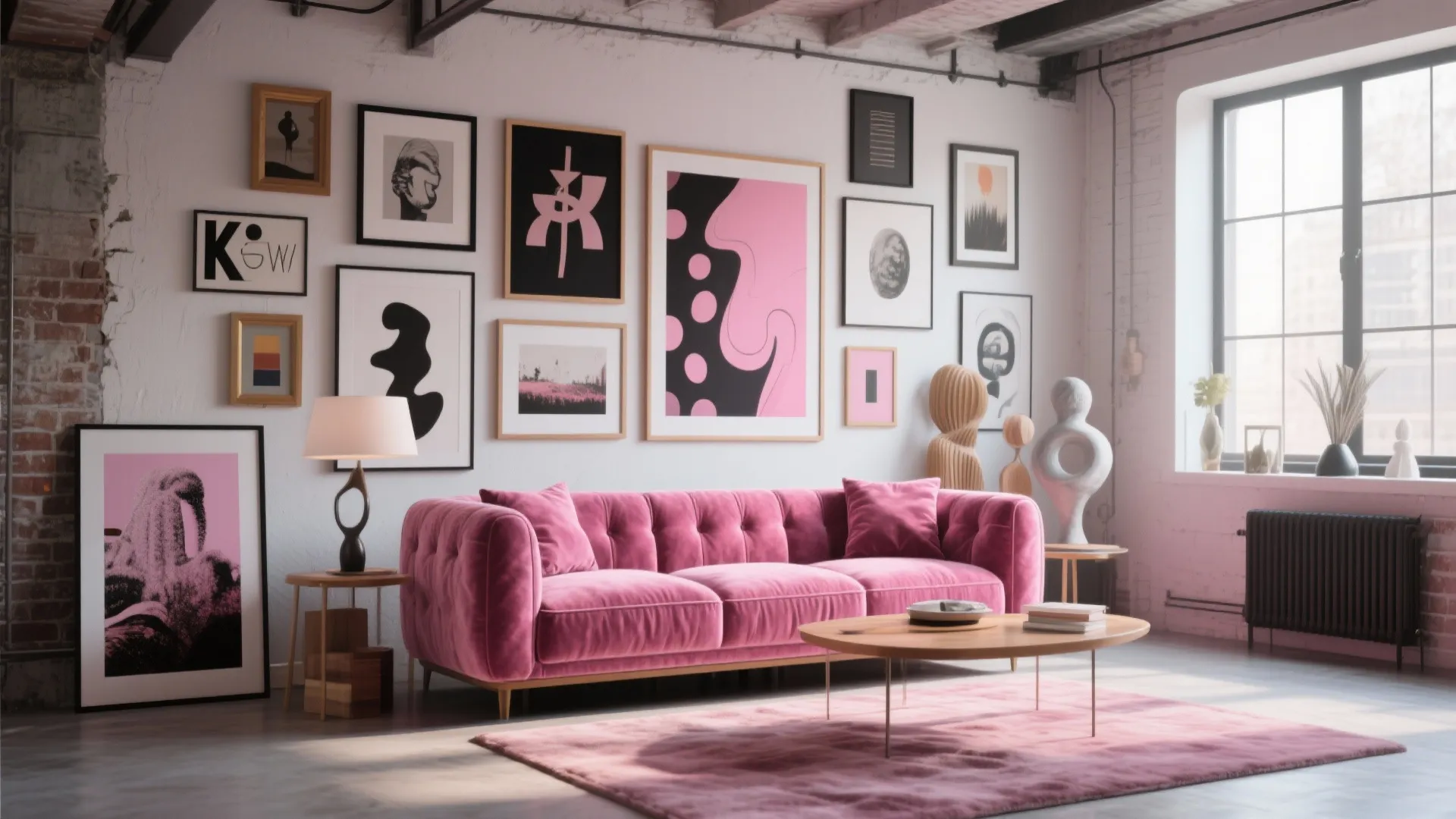 5. Art Gallery Backdrop for a Statement Sofa