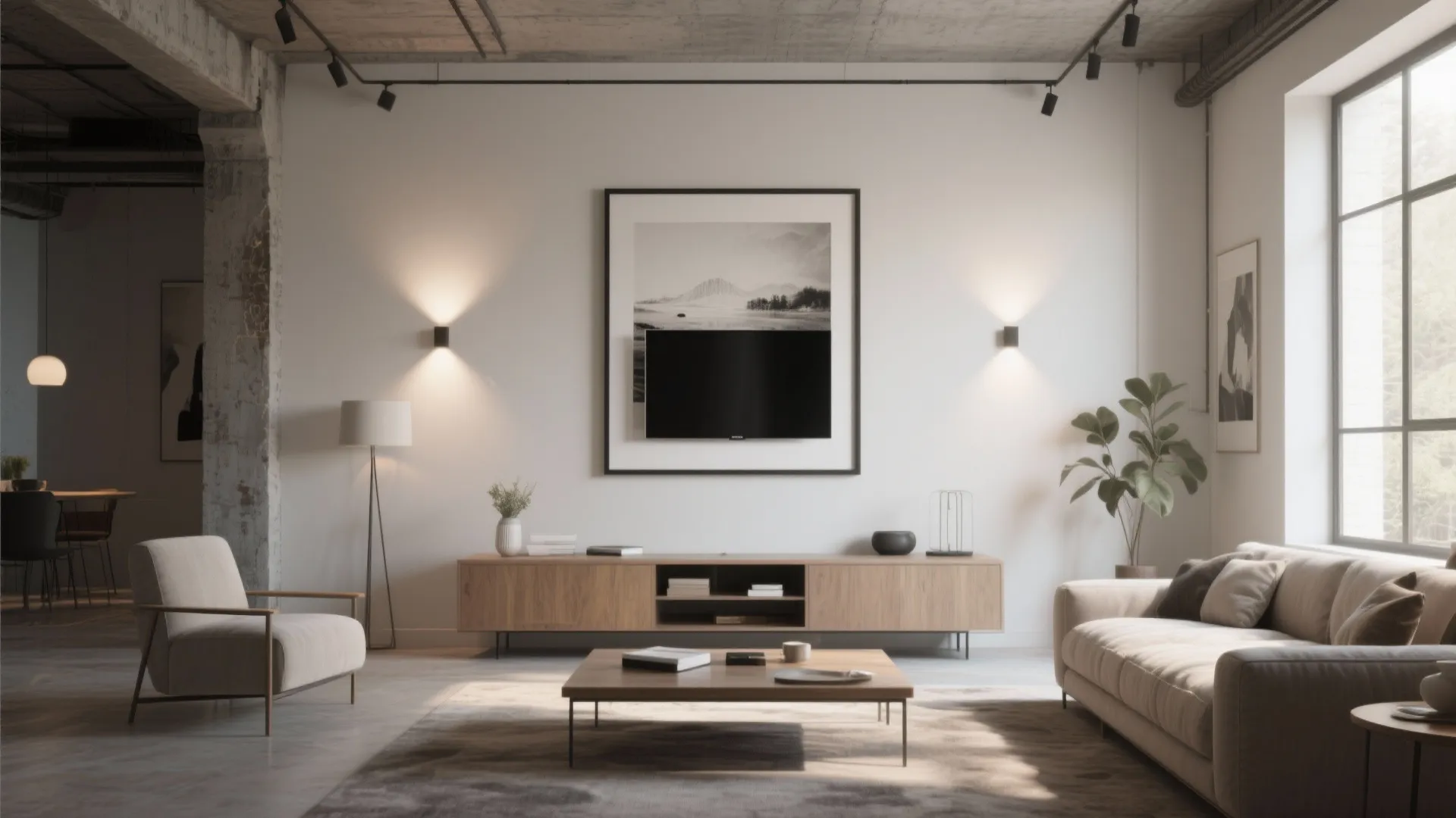 Art-gallery style TV framing