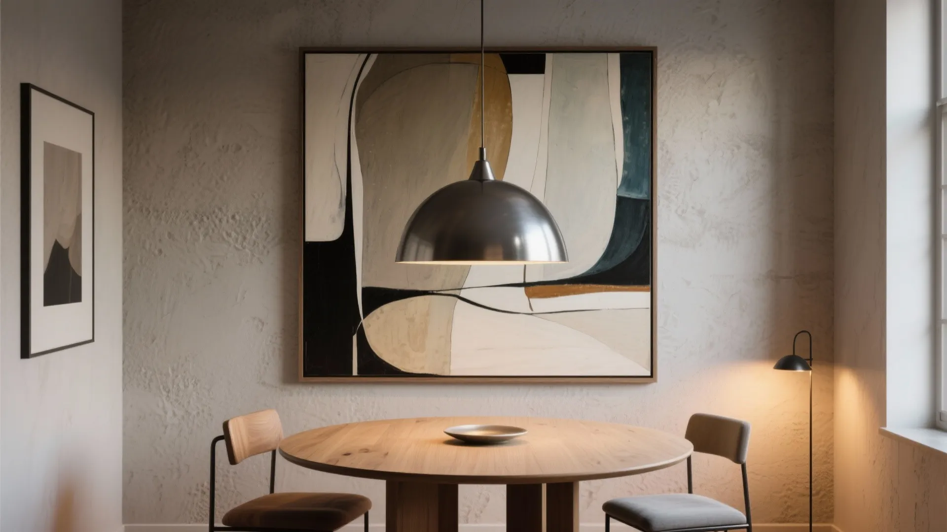 Statement Art and Oversized Lighting Pairing