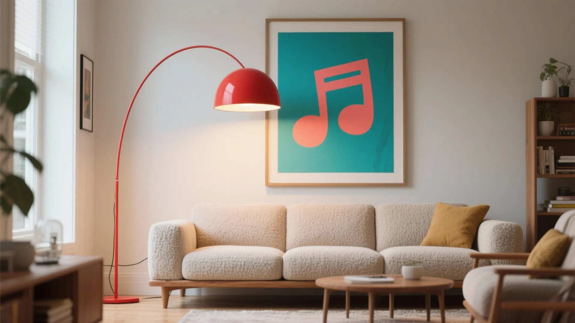 4) Vibrant Artwork and Statement Lighting