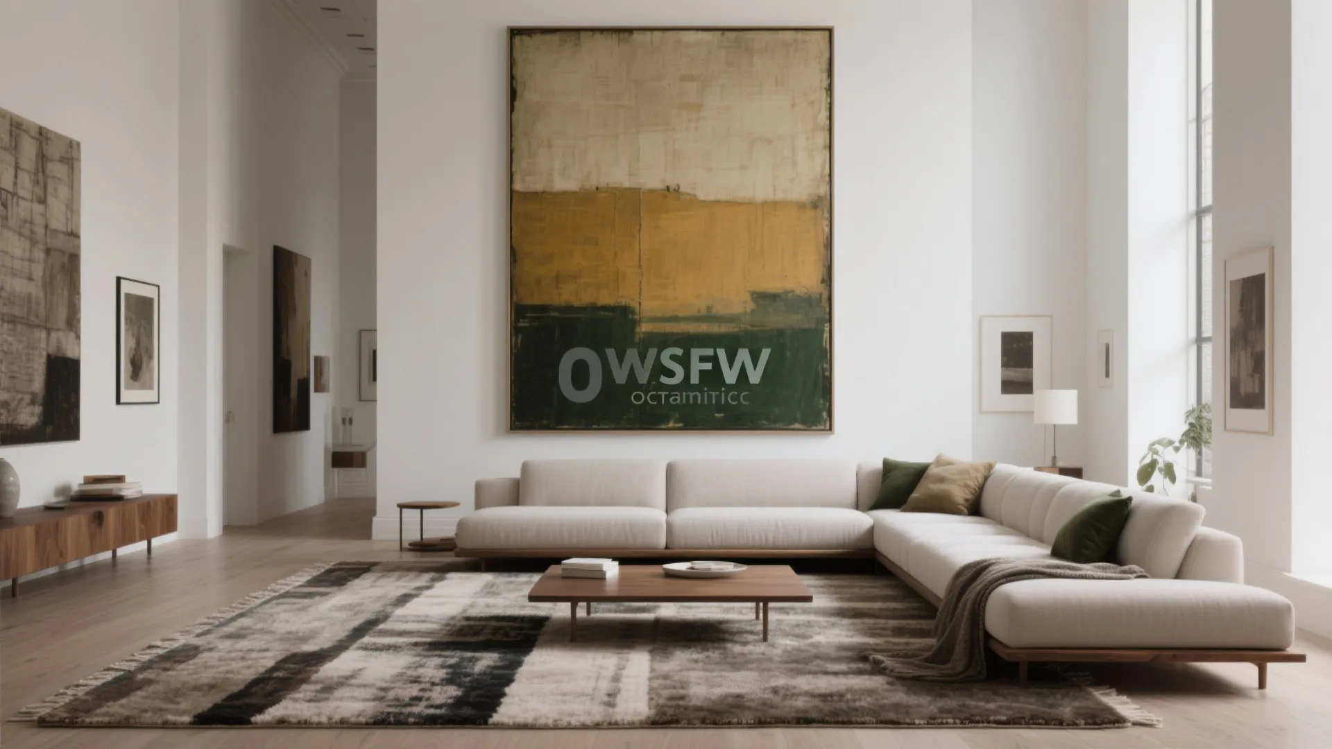 2. Anchor the room with oversized art and rugs