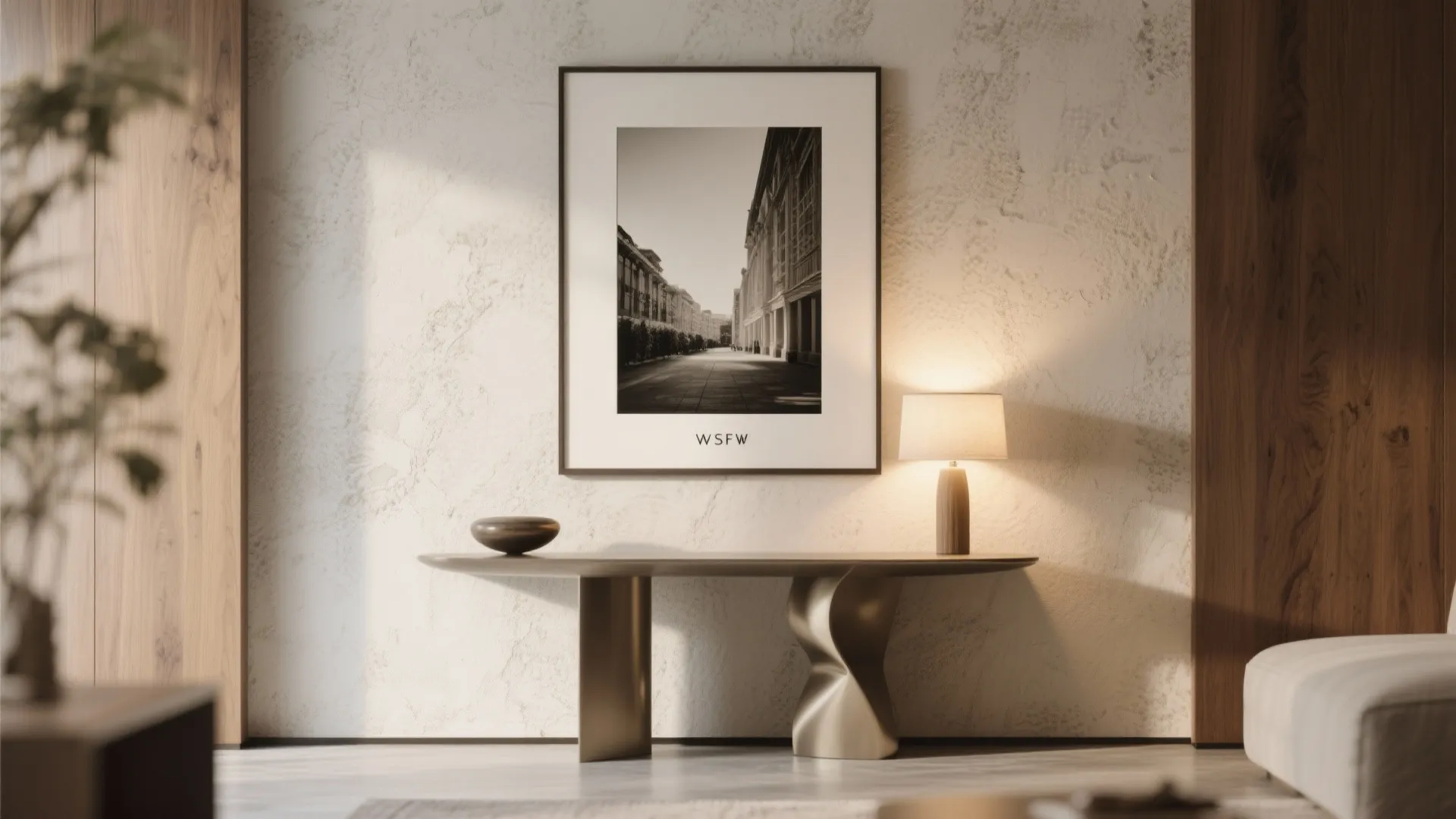 4) Art, Sculpture, and Texture Walls as the Focal Point