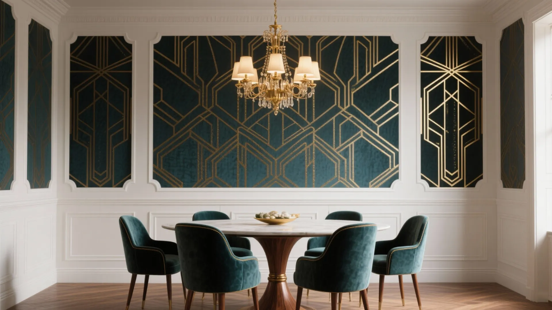 Art Deco Geometrics with Wainscoting Balance