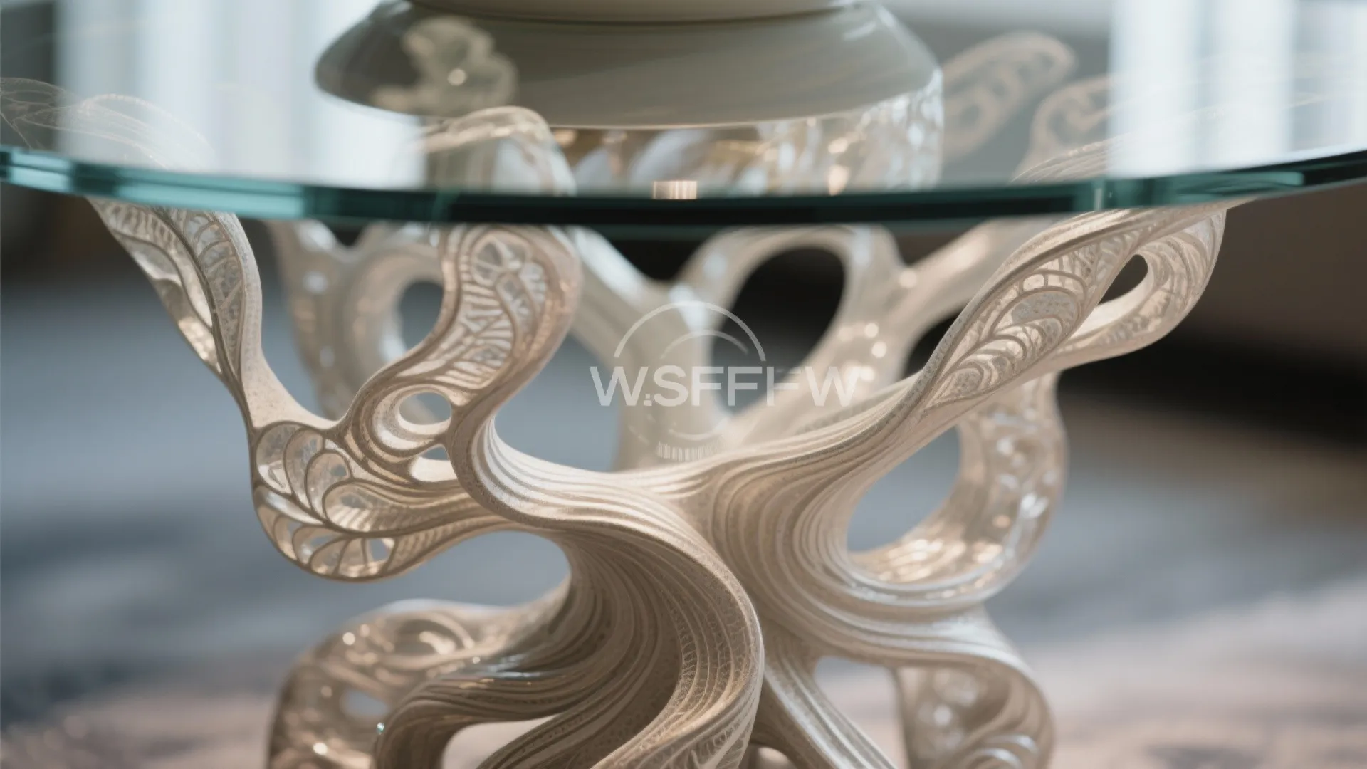 Glass Table with Artistic Base