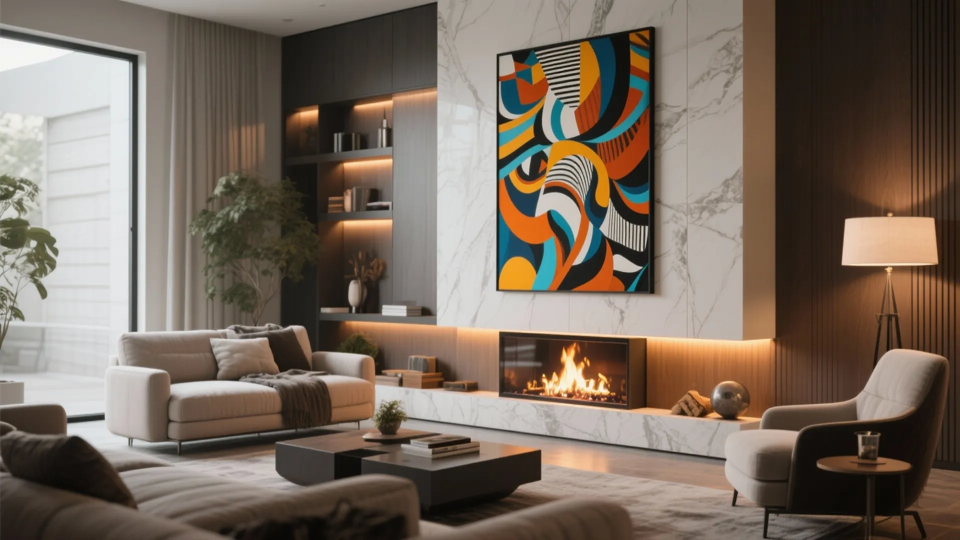 8. Statement Artwork Above the Fireplace