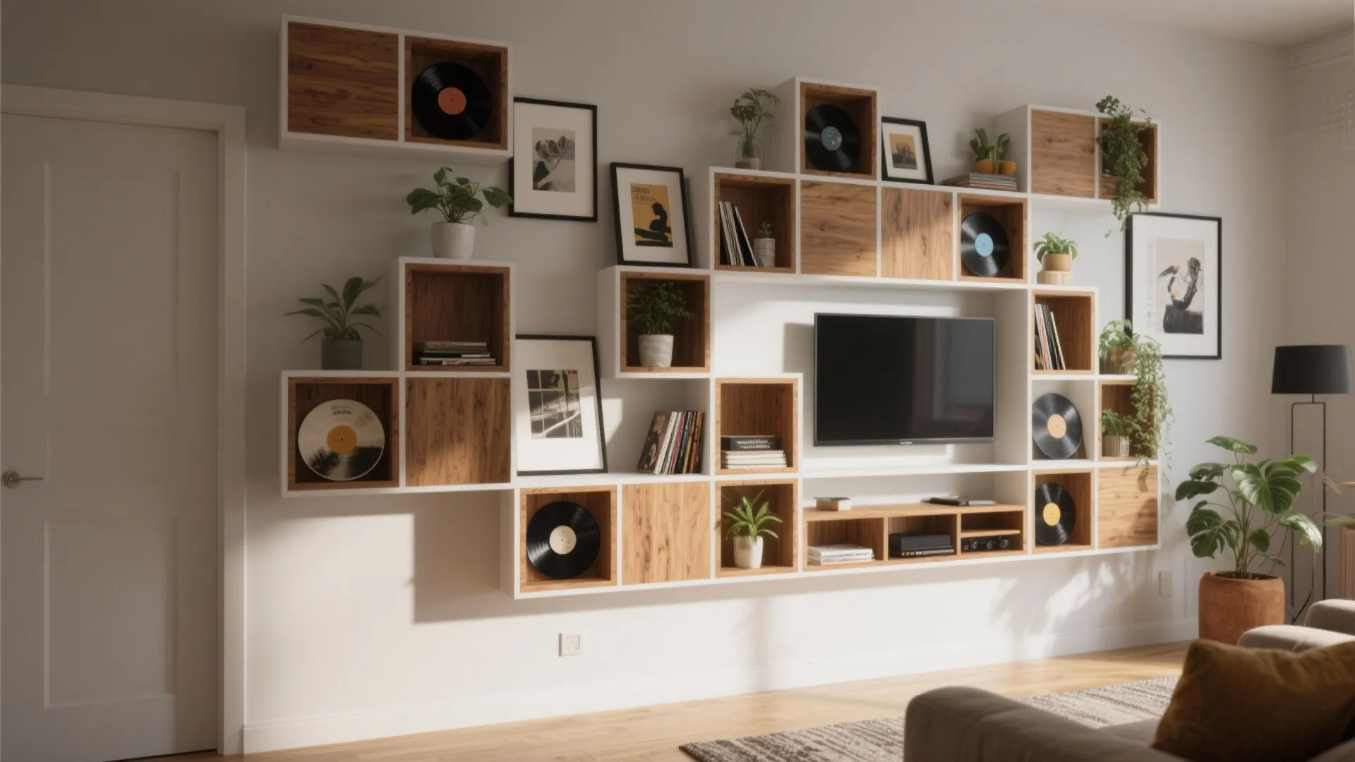 Asymmetrical grid shelves