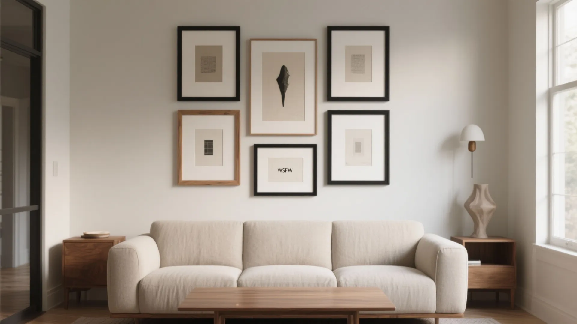 Asymmetrical Grid Above the Sofa