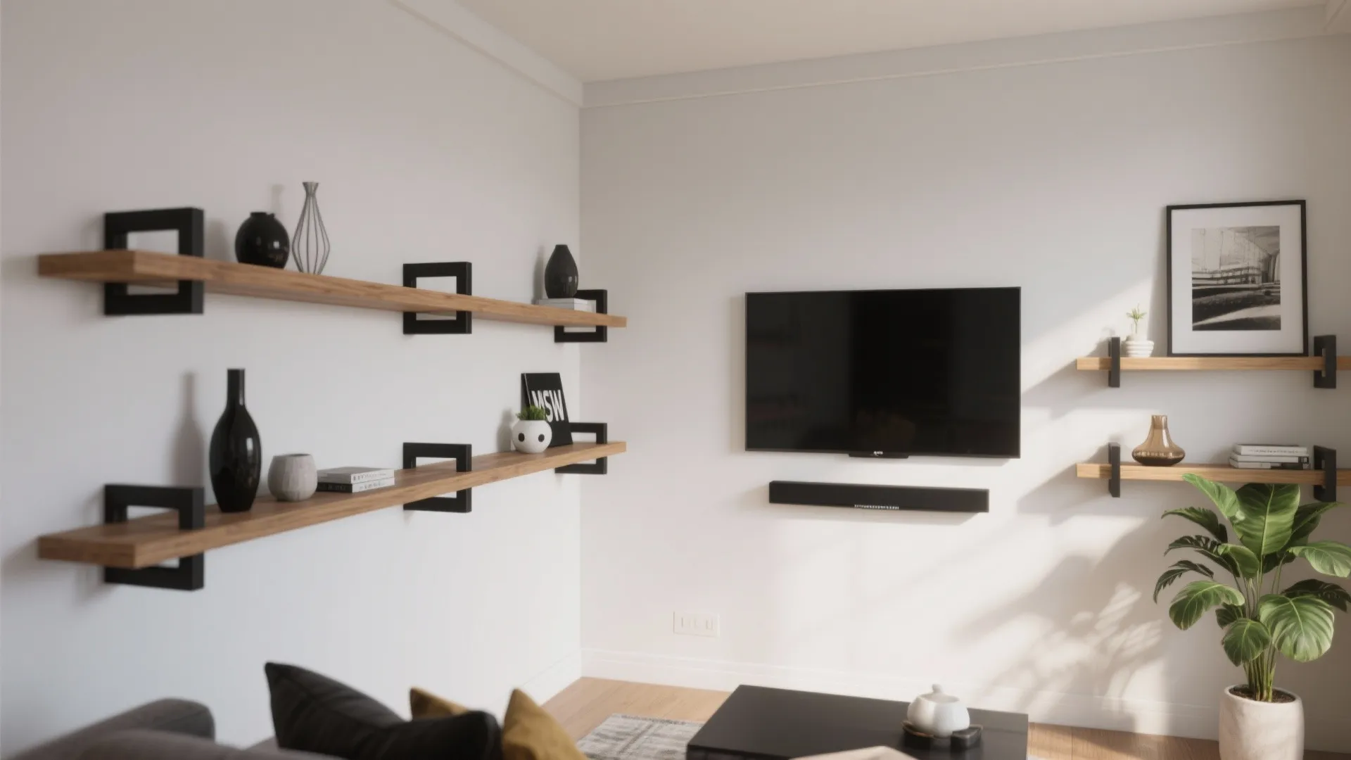 Asymmetrical Shelving Composition for Visual Rhythm