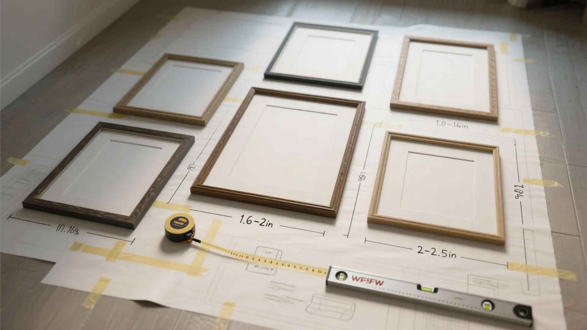 Asymmetrical Grid Above the Sofa