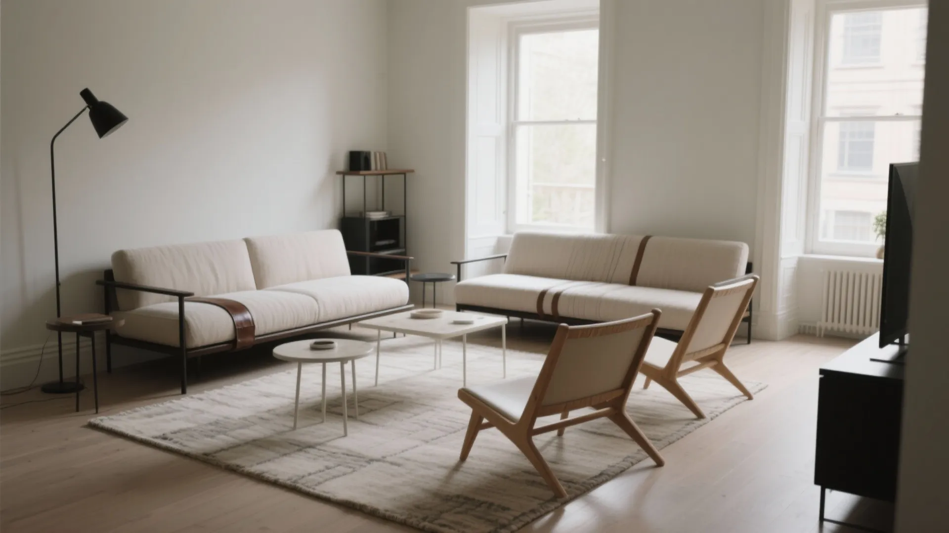 5. Asymmetrical sets: sofa + daybed + light chairs