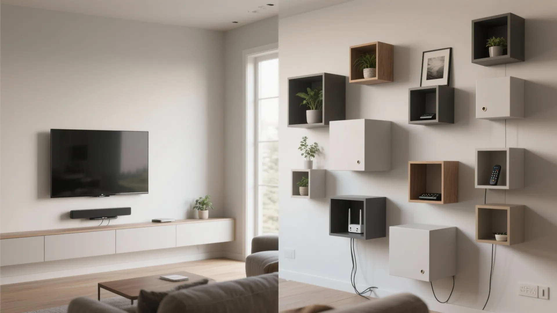 Asymmetric Gallery Around TV or Bed