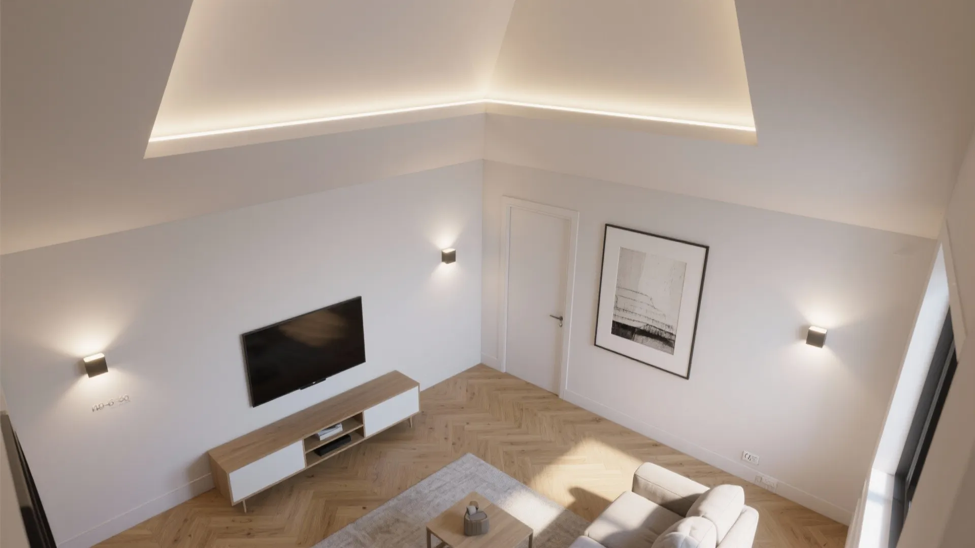 Recessed corner downlights with asymmetric beam trims