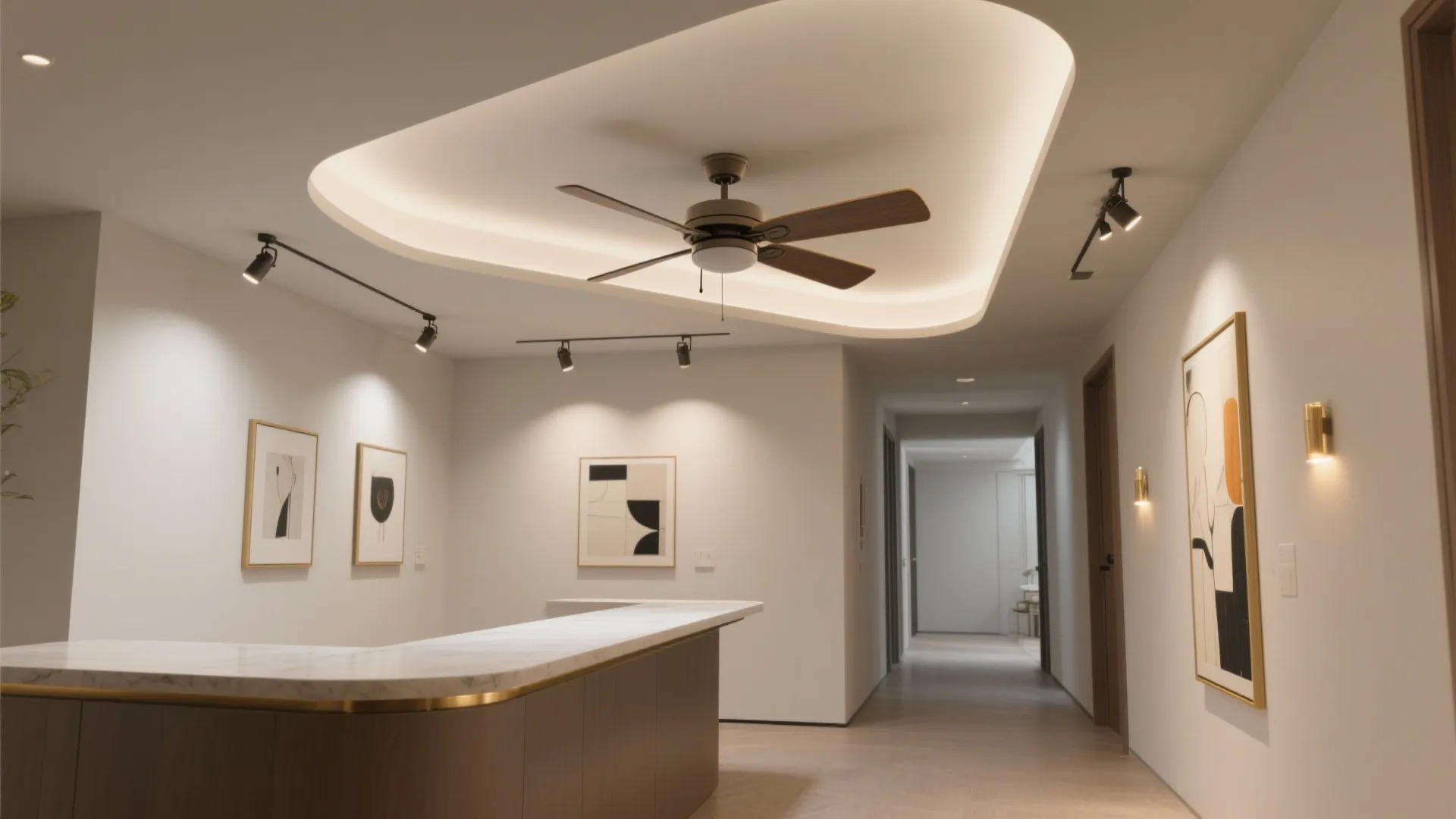 4) Asymmetric POP island with offset fan and task spots