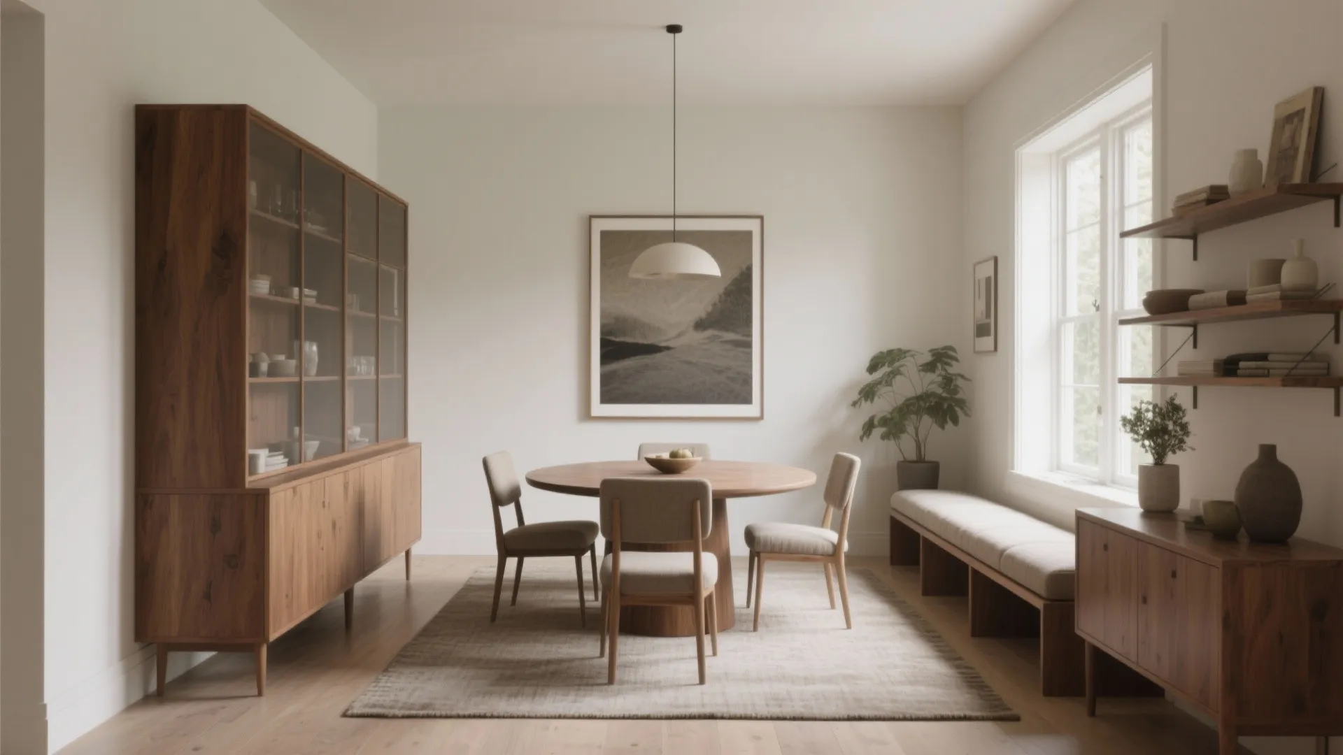 3. Balance with asymmetric furniture or a long bench