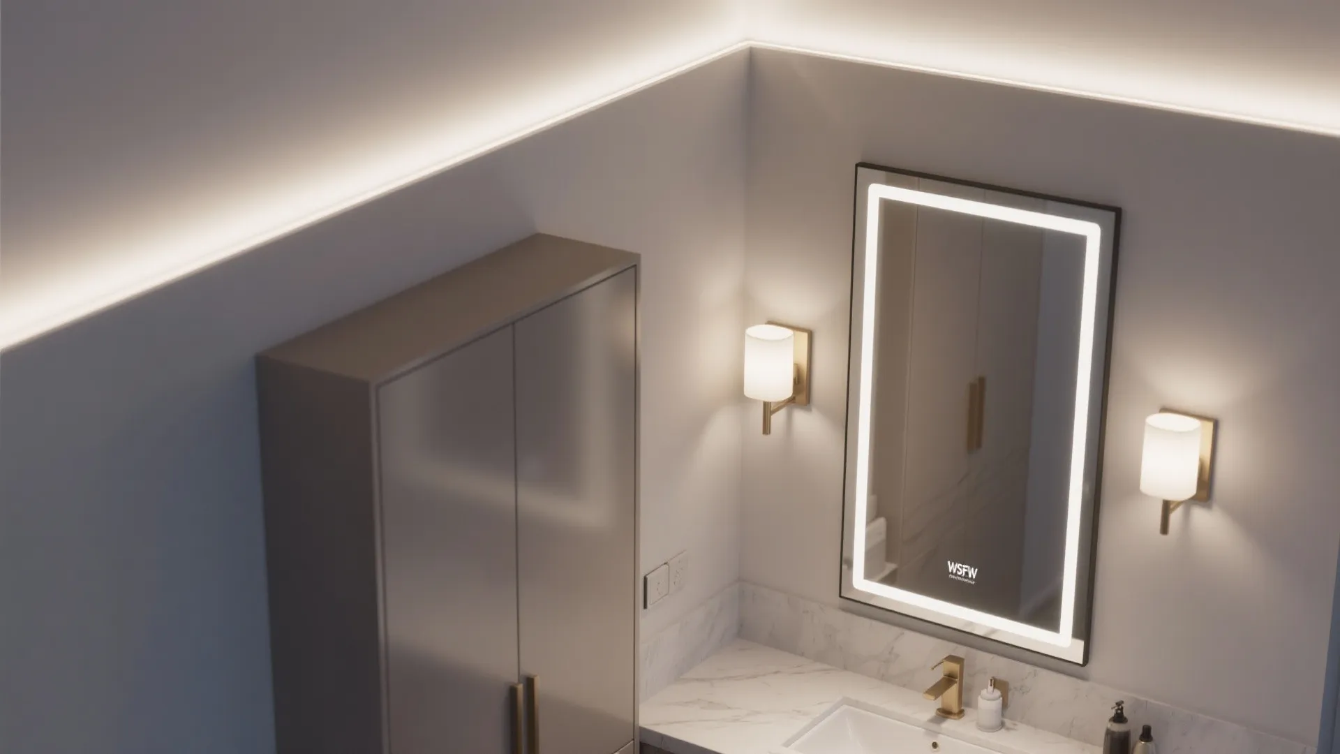 Asymmetric sconces to tame mirror shadows