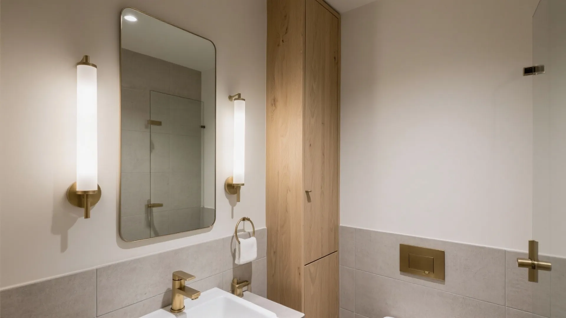 Asymmetric sconces to tame mirror shadows