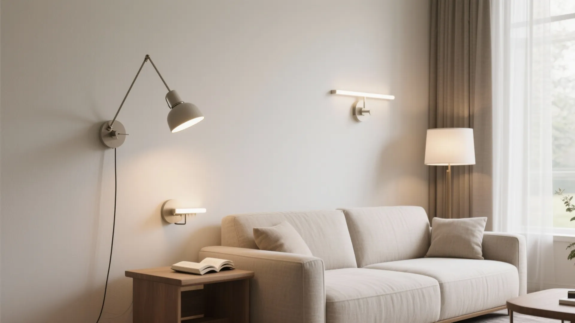 Asymmetric sconces for layered task and accent