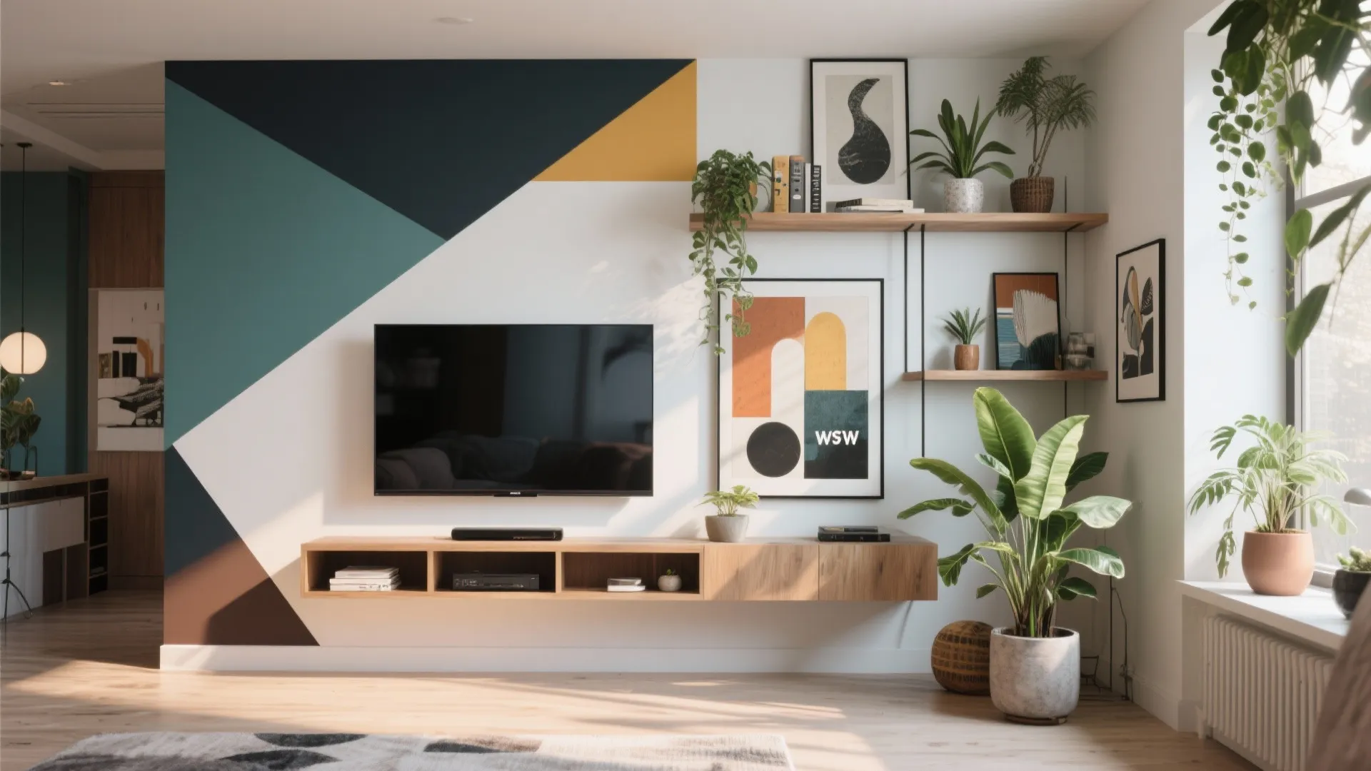 Asymmetric Shelf + TV Composition