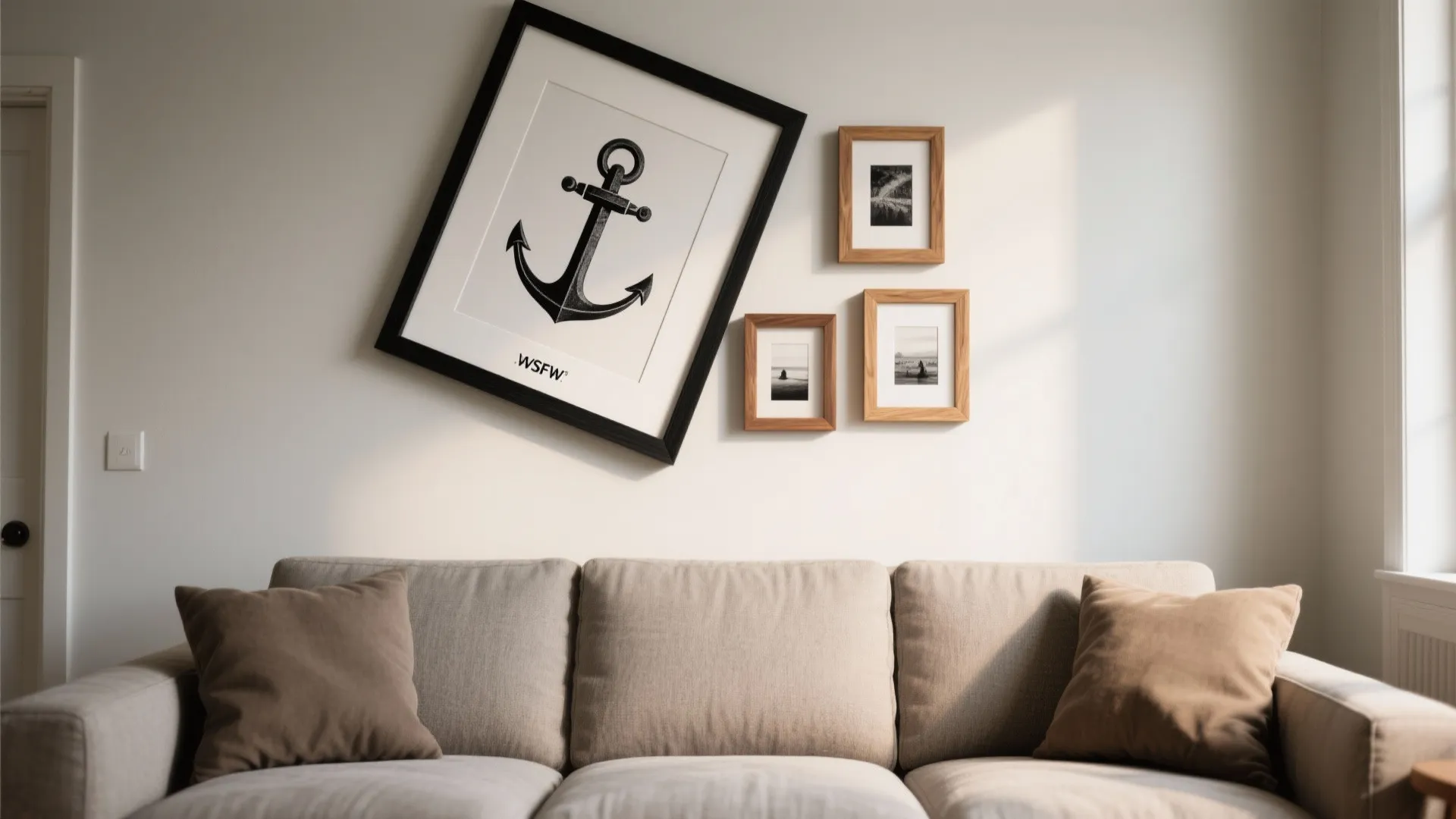 3) Asymmetrical layout that anchors with one large piece