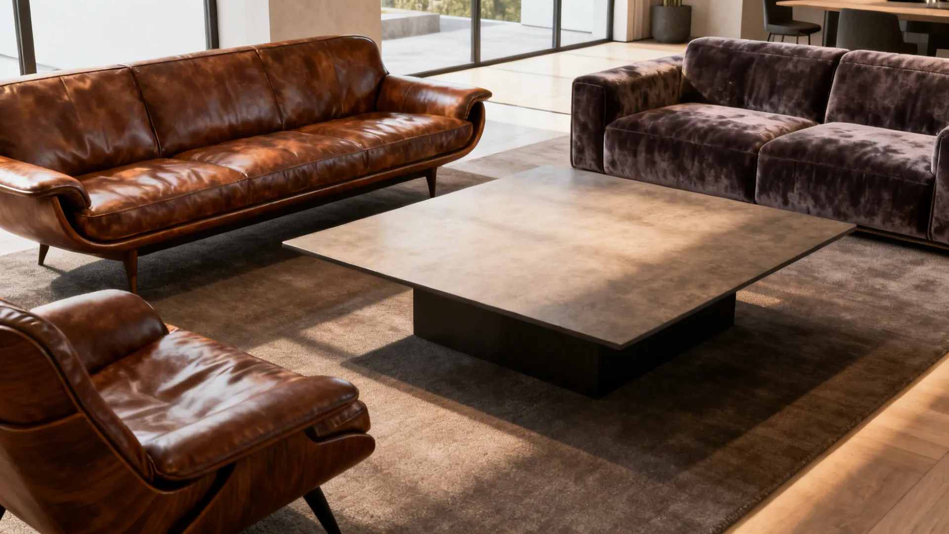 3. Create an asymmetrical balance with a shared coffee table