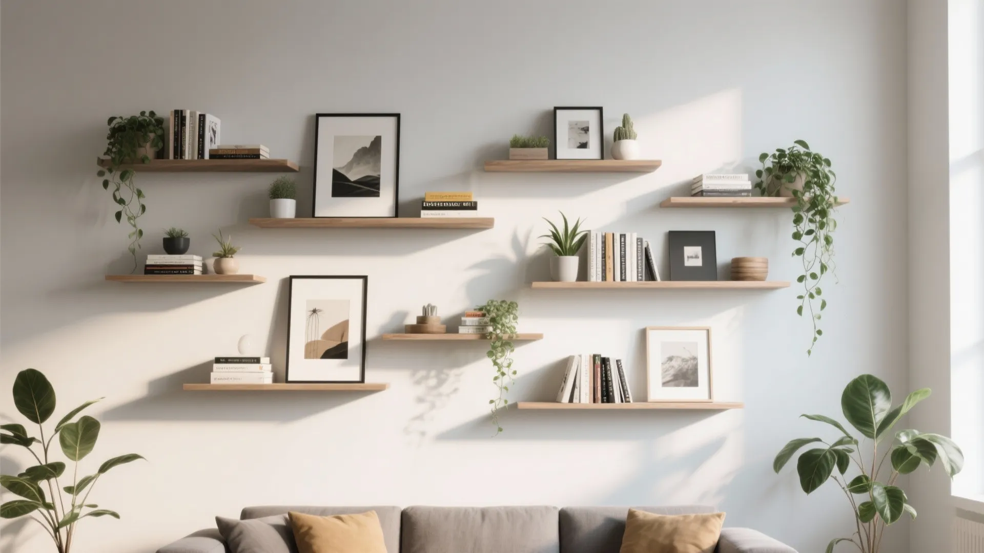 Asymmetrical Floating Shelf Layout