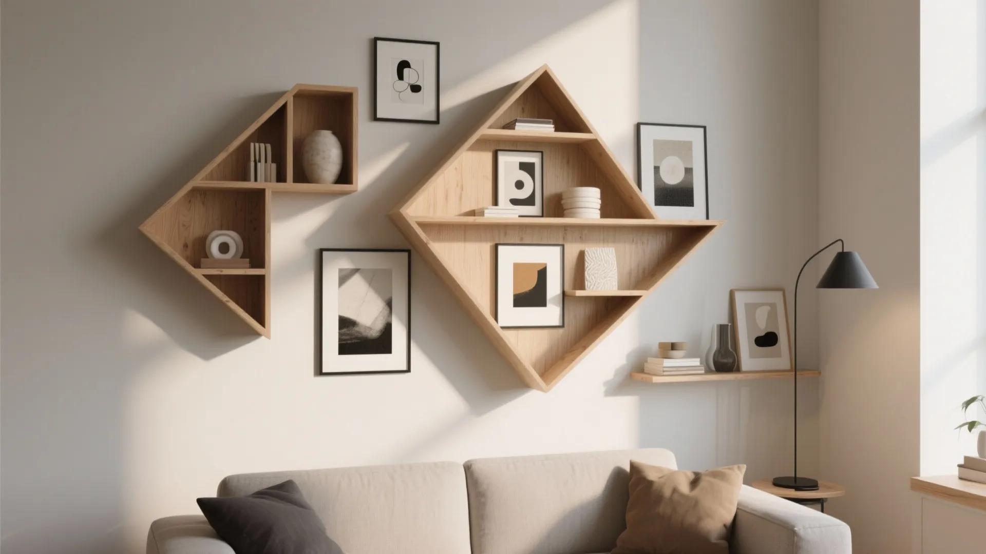 5. Asymmetrical Geometric Shelves