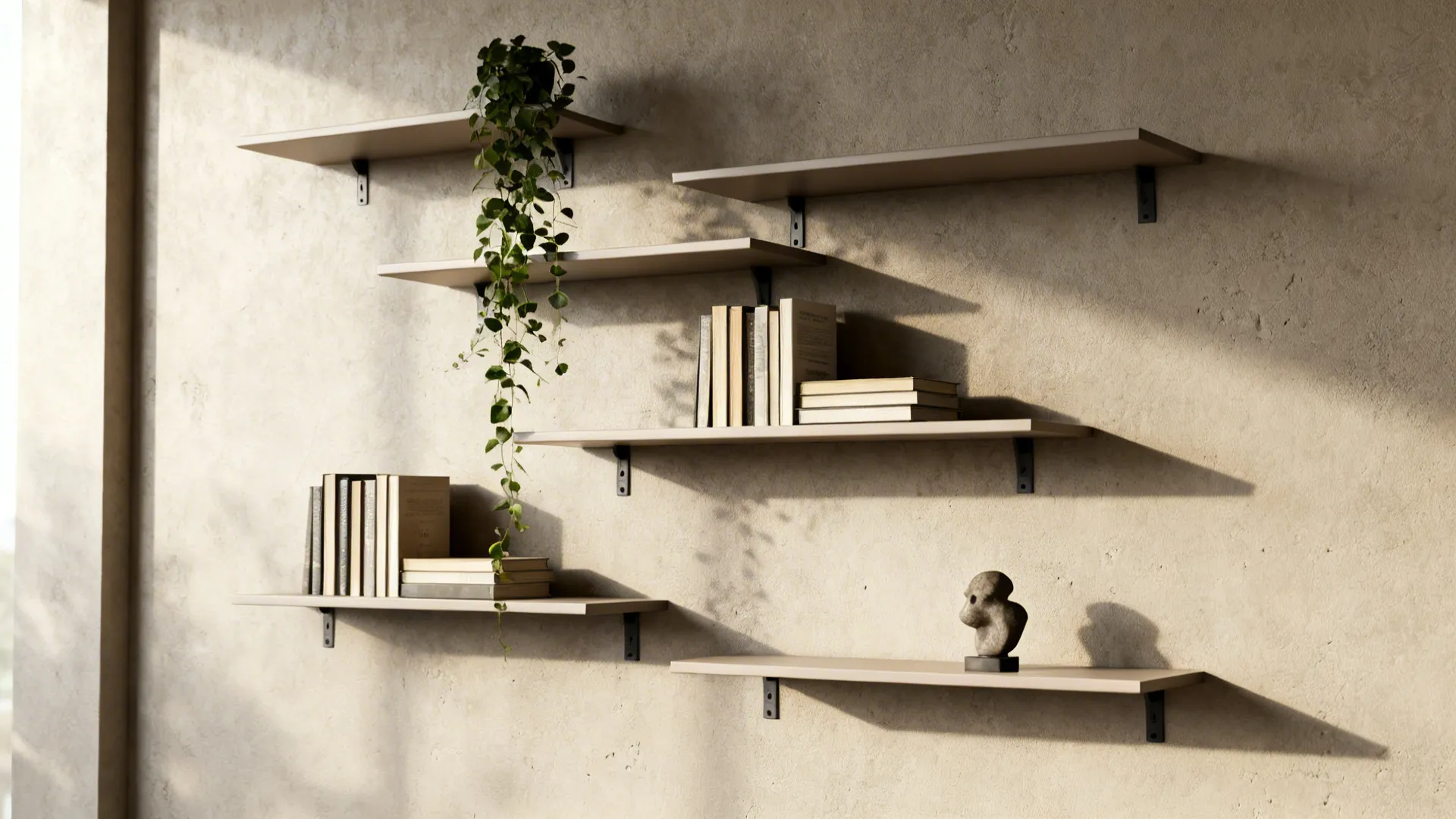 1: Asymmetrical floating shelves