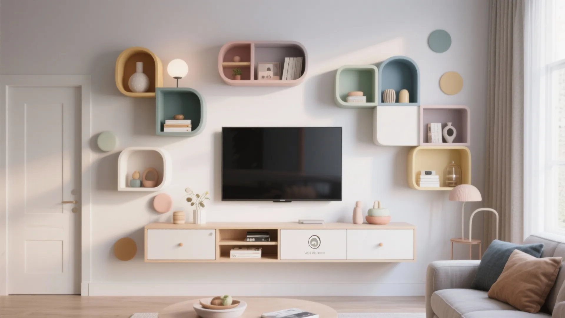 Asymmetrical shelving layout