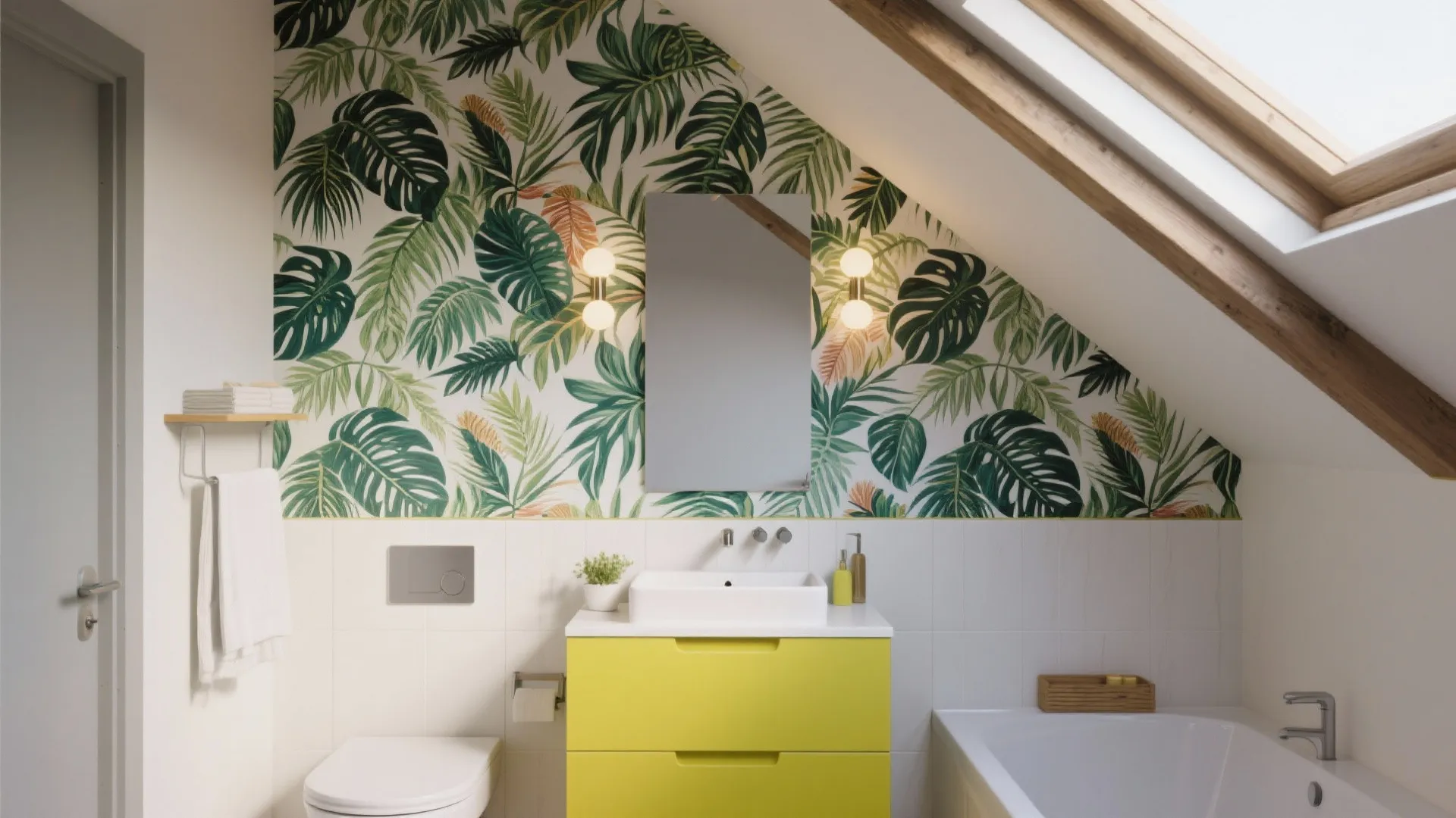 7. Bold Wallpaper on the Short Wall