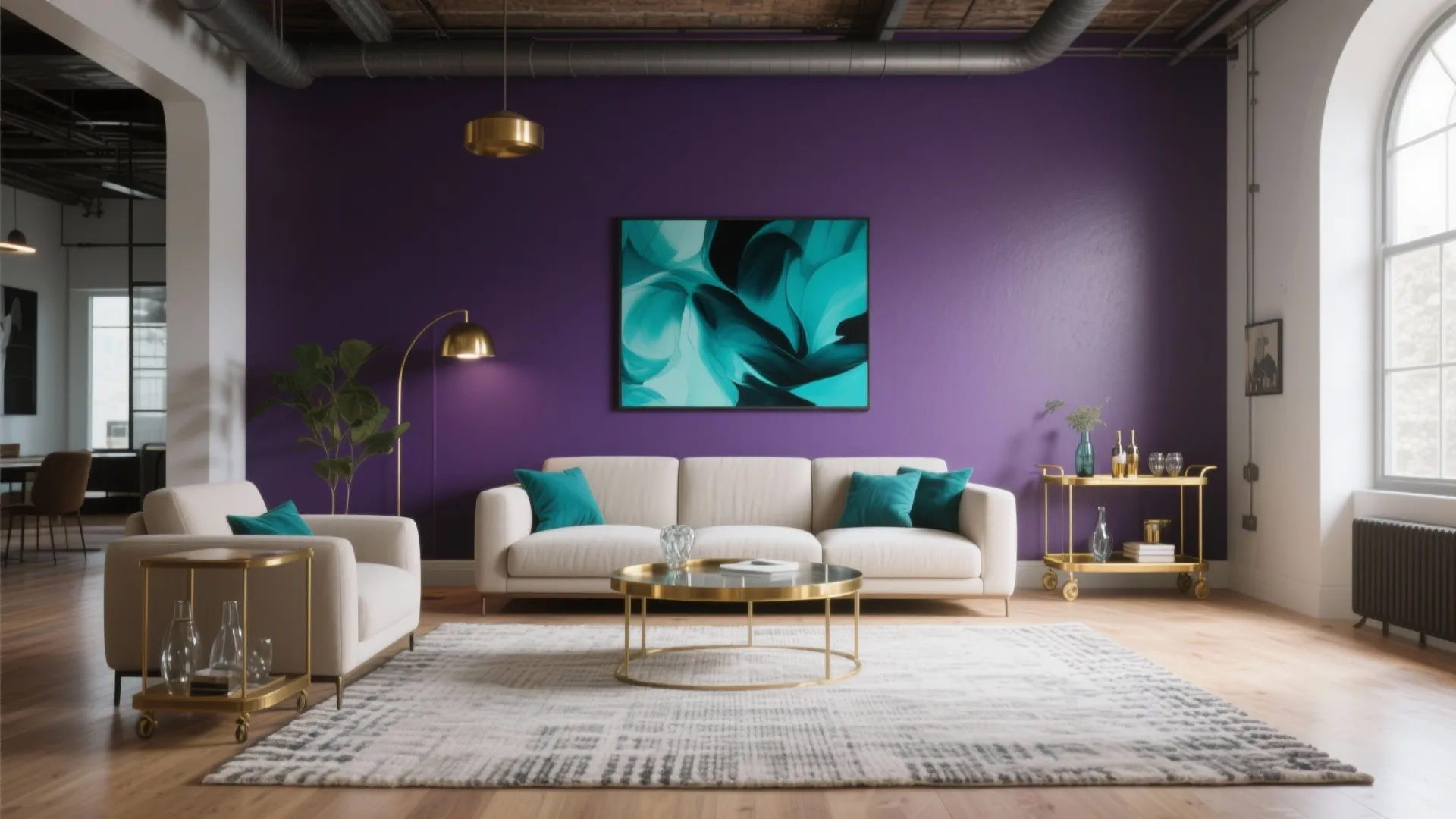 Aubergine + Teal + Brass Contrast