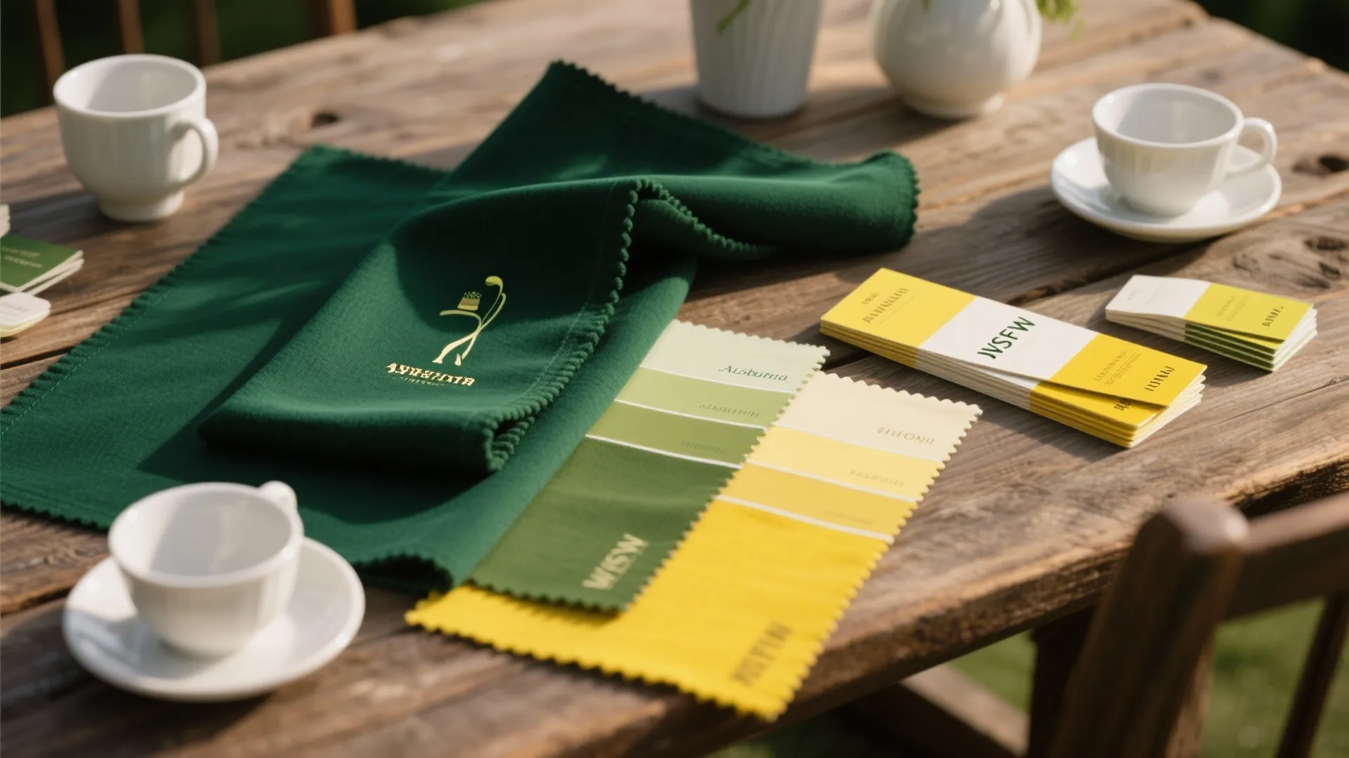Flatlay of Augusta Masters-themed color swatches