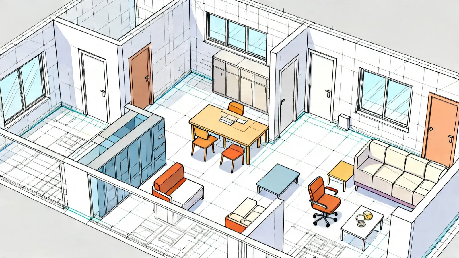 Diagram showing organized AutoCAD layers for architectural elements