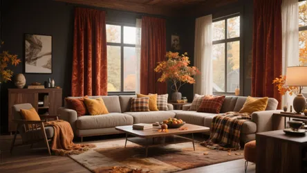 10 Cozy Curtain Ideas for a 54 x 90 Living Room in Autumn Colors