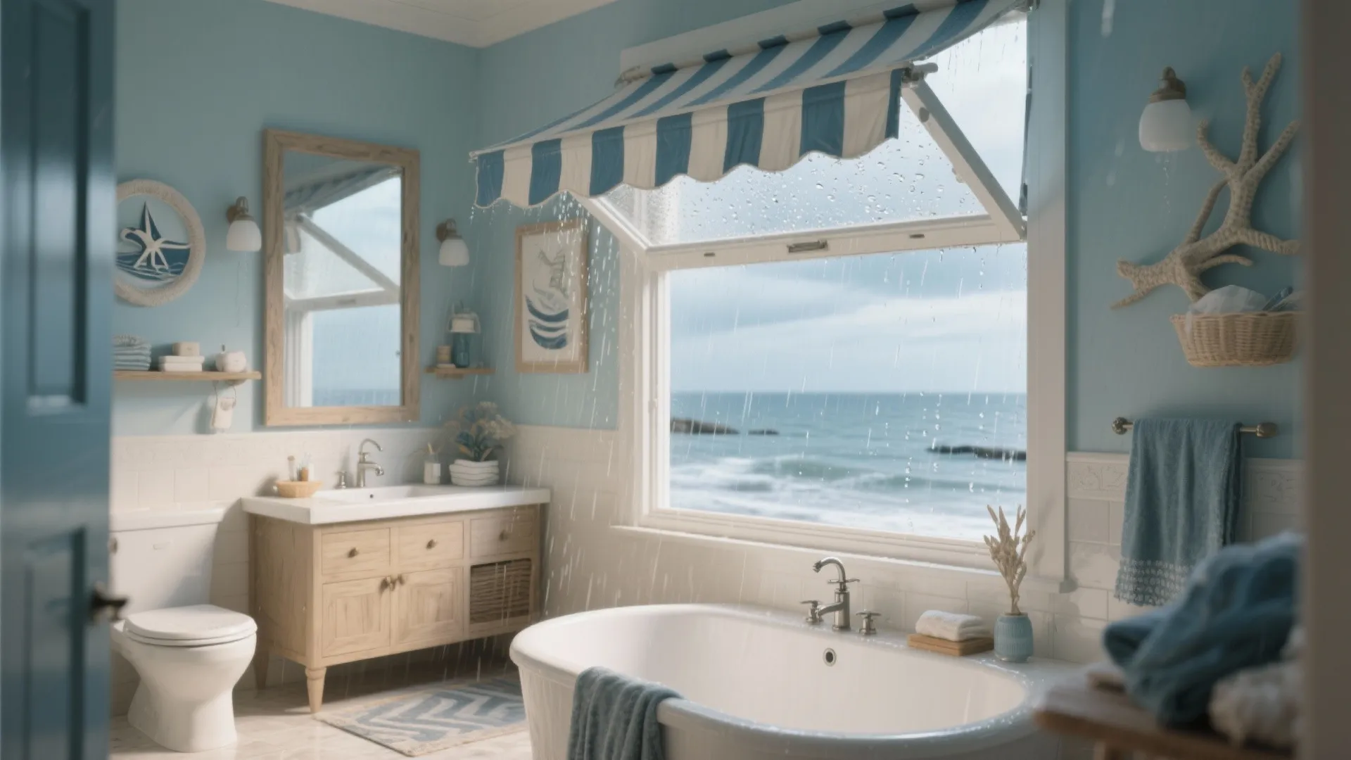 Top-hinged awning windows for rain protection