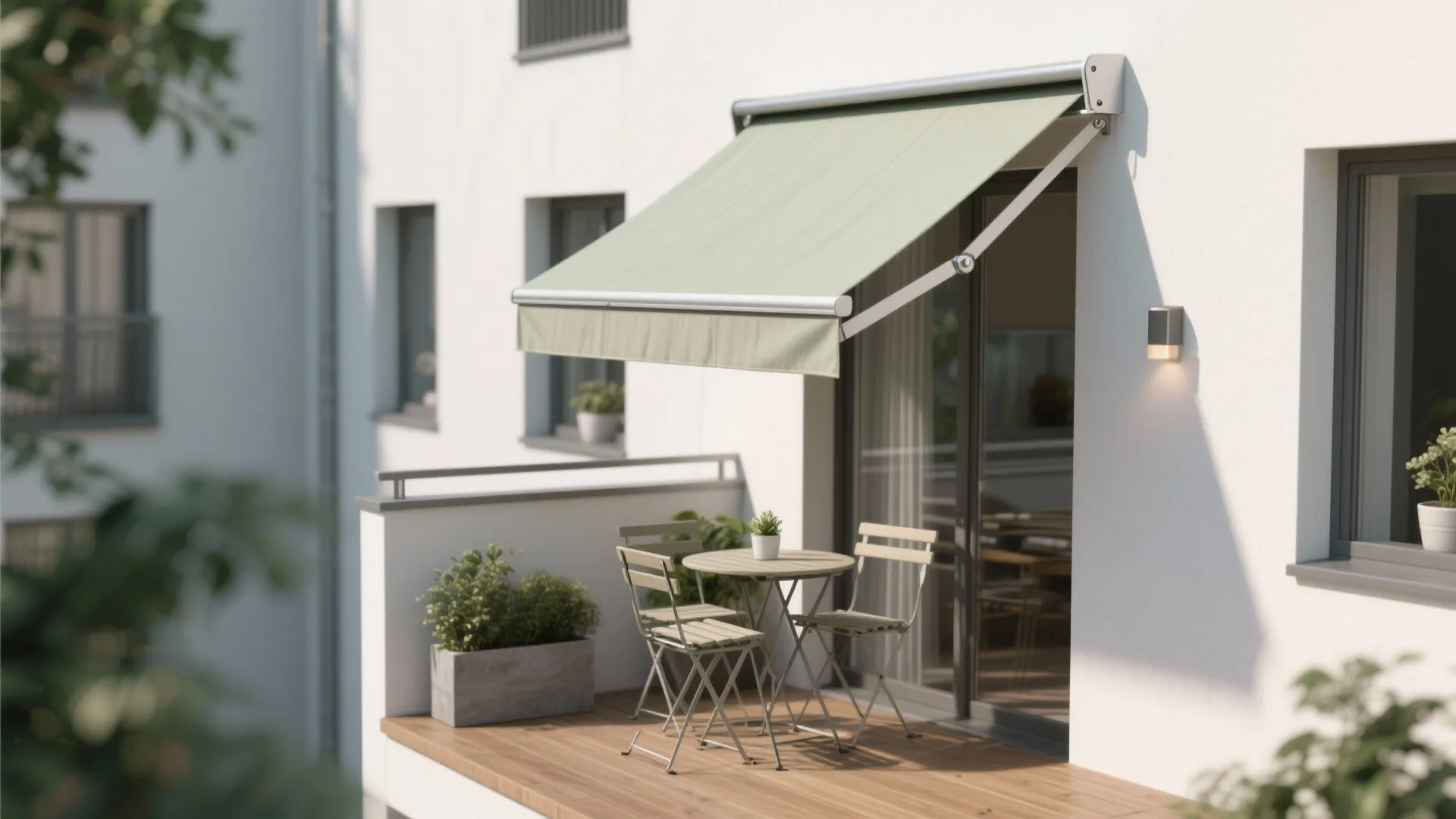 Minimalist retractable awnings for tiny balconies