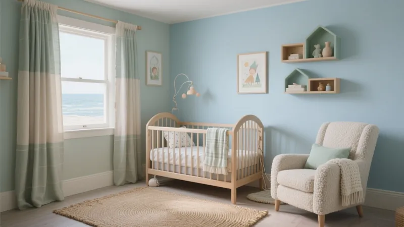 Serene Coastal Nursery with Soft Blue Walls