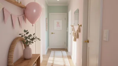 Soft Pink & Mint Hallway Design for Kids’ Room