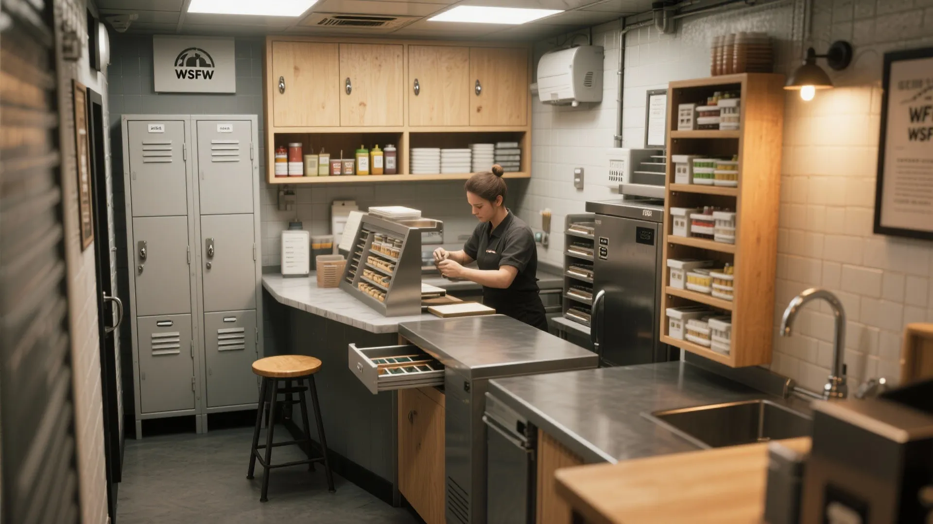 5. Multi-use back-of-house: storage, prep, and staff nook