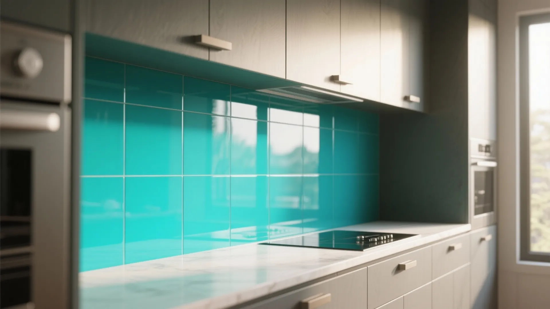 2. Back-painted colored glass for a punch of personality