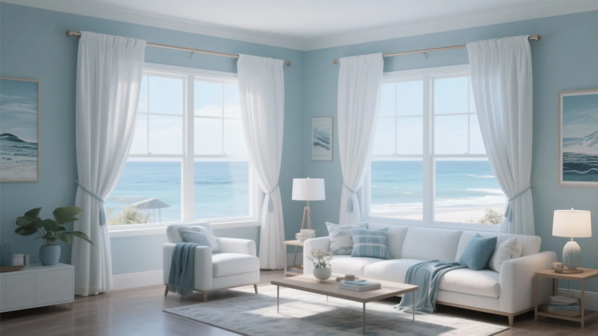 White Curtains with Back Tab Panels