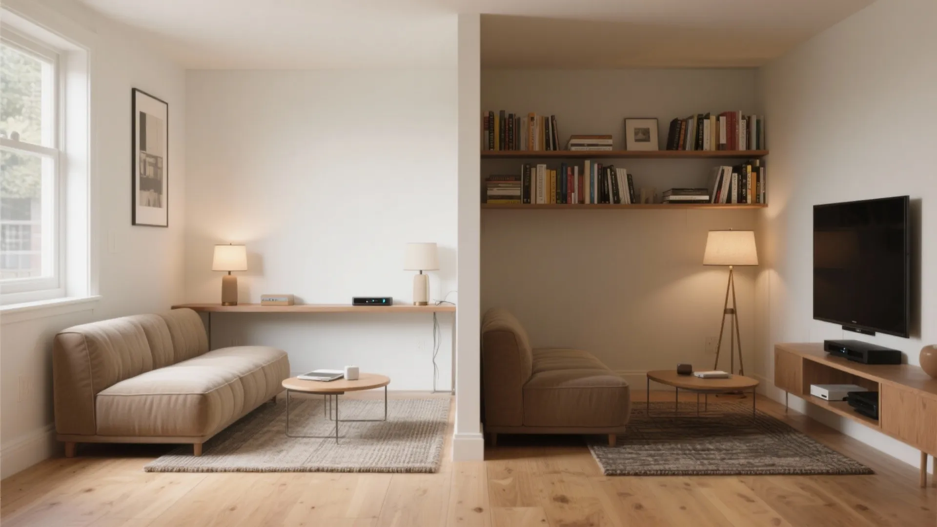 Back-to-Back Sofas to Create Two Zones