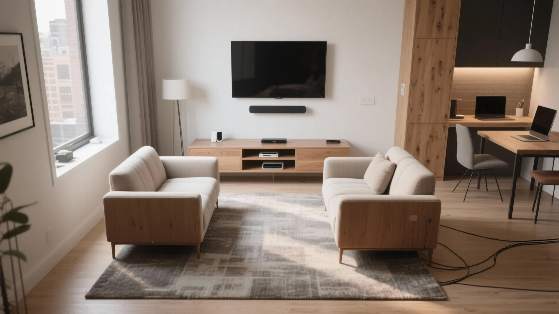 Back-to-Back Sofas to Split a Studio