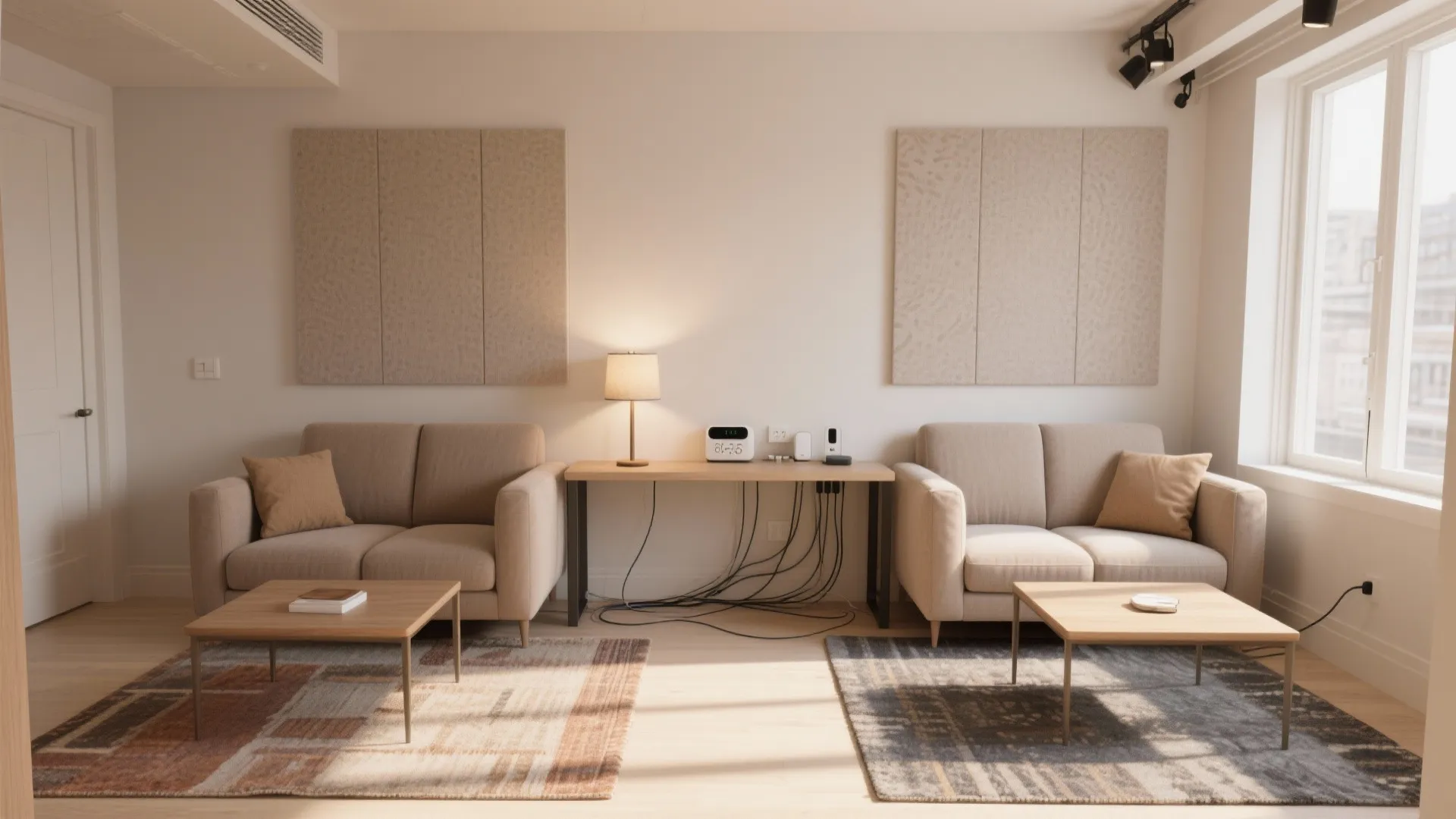 4) Back-to-Back Sofas to Split a Studio