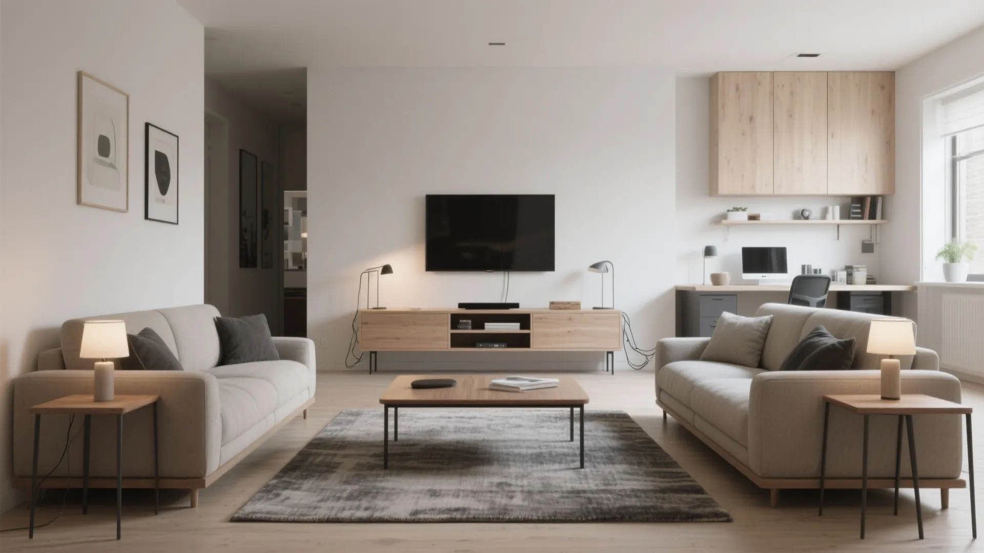 4) Back-to-Back Zoning: Two Sofas to Divide a Small Open Plan