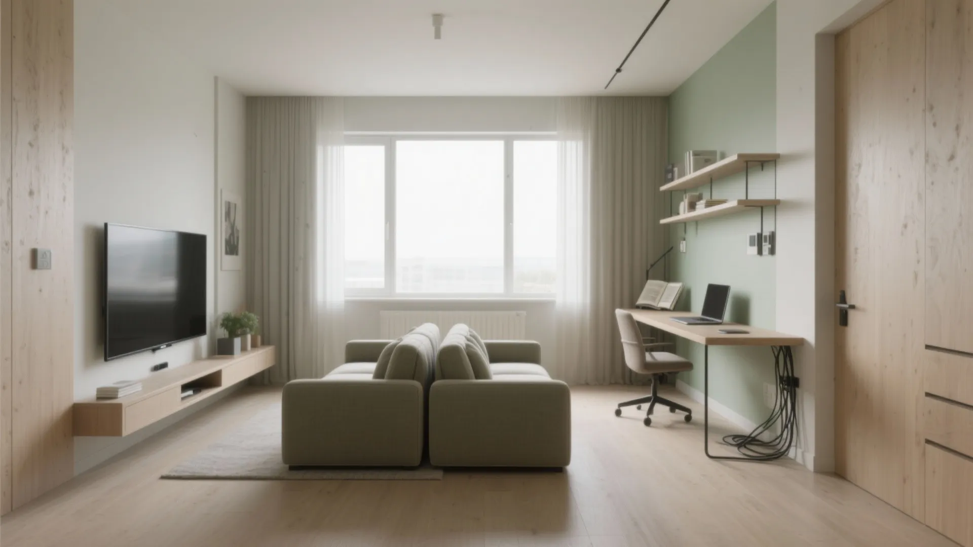 Back-to-back sofas to zone a studio space