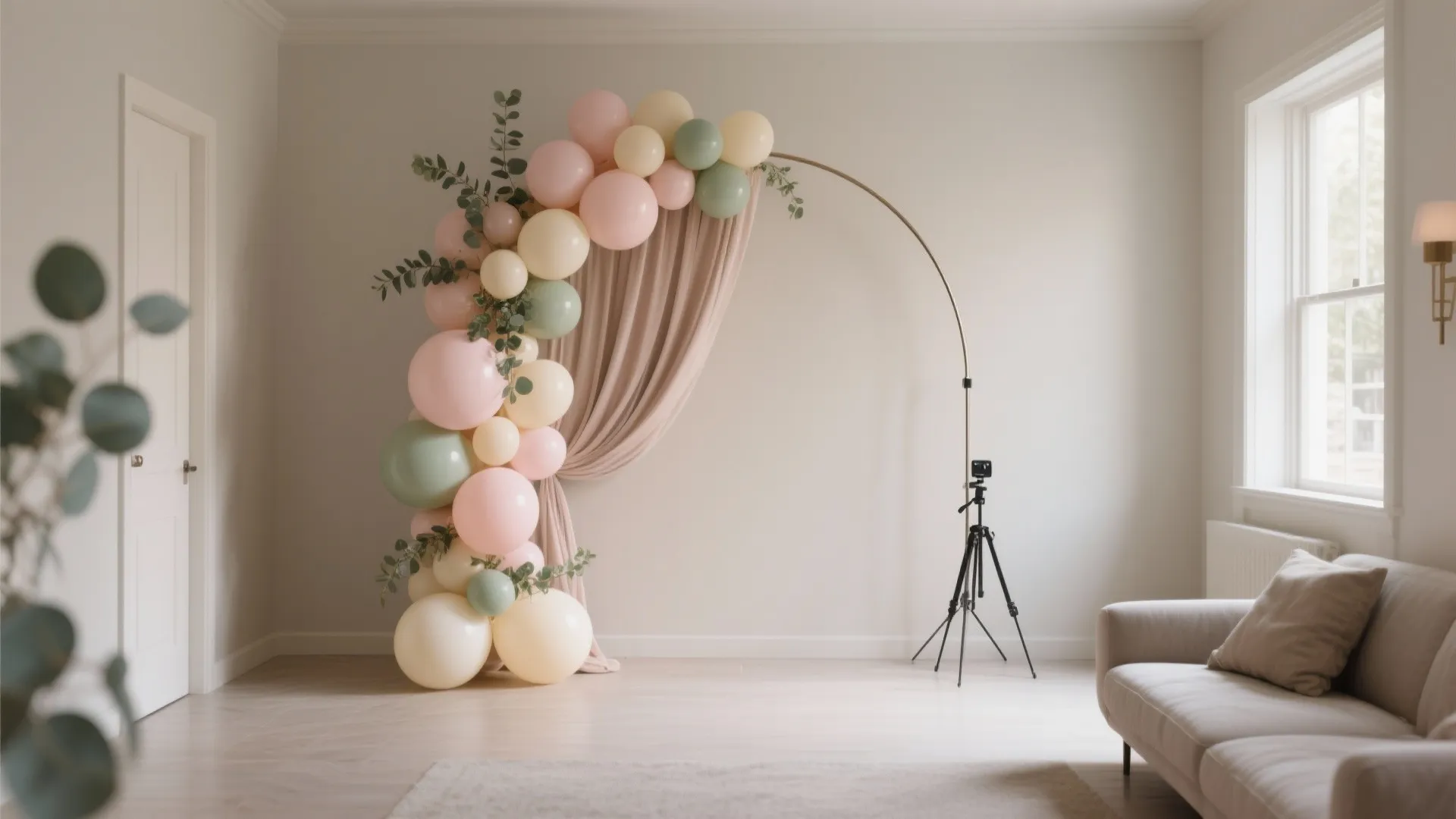 Statement Backdrop: Arches, Balloons, and Fabric